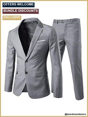Men's 2-Piece Slim Fit Suit Set 2 Button Dress Suit Business